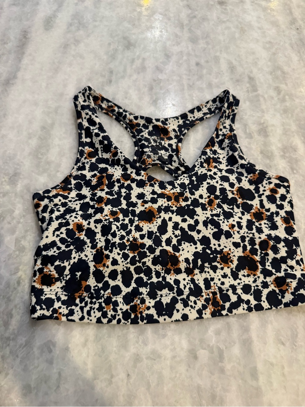 Sage Black, White & Brown Speckled Racerback Sports Bra